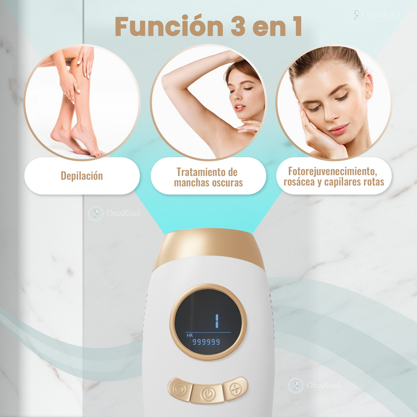 LASER DEPILACION 3 en 1, IPL Depiladora de Luz Pulsada, Depiladora Laser Indolora y No Invasiva, Depilacion Laser en Casa con 9 Niveles, Depiladora Laser Mujer y Hombre,Cuerpo,Cara,Axila,Bikini.