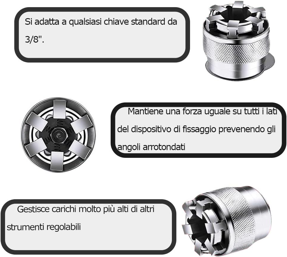 Llave de vaso ajustable, 3/8 pulgadas a 3/4 pulgadas 10 mm-19 mm universal llave inglesa adaptable All-fitting Multi para llave de carraca y taladro eléctrico