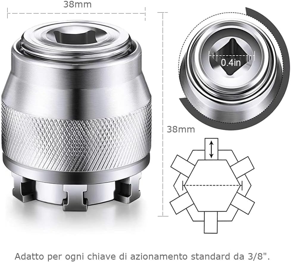 Llave de vaso ajustable, 3/8 pulgadas a 3/4 pulgadas 10 mm-19 mm universal llave inglesa adaptable All-fitting Multi para llave de carraca y taladro eléctrico