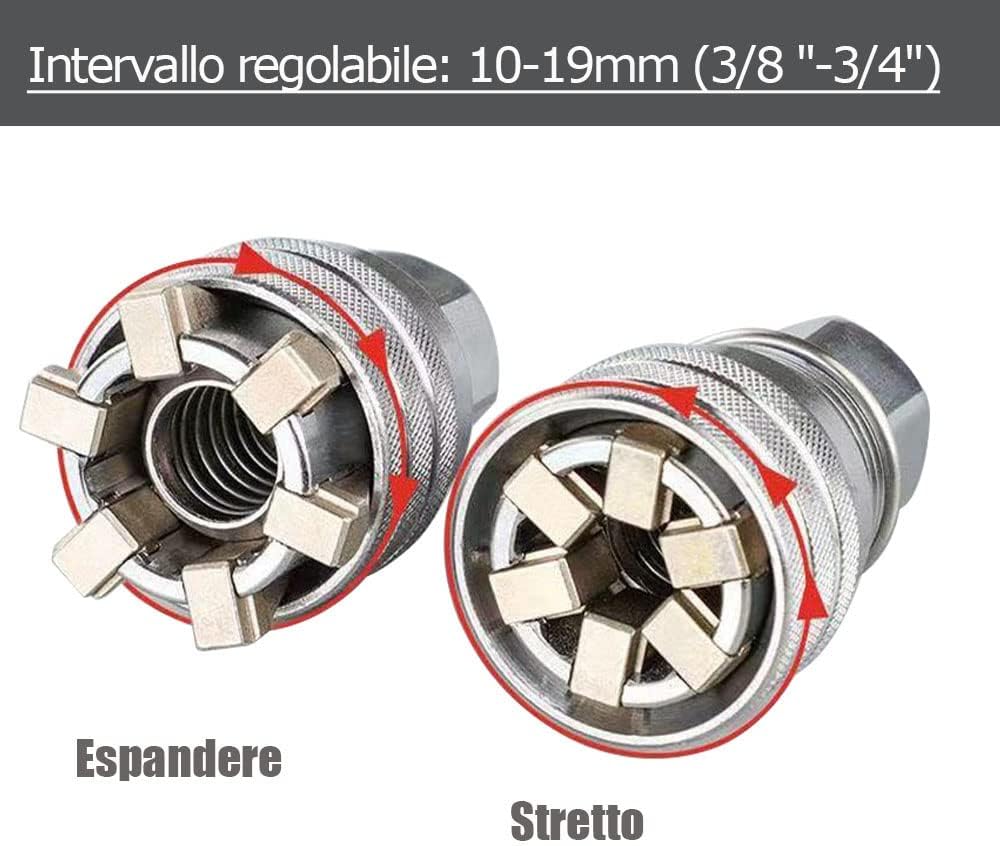 Llave de vaso ajustable, 3/8 pulgadas a 3/4 pulgadas 10 mm-19 mm universal llave inglesa adaptable All-fitting Multi para llave de carraca y taladro eléctrico